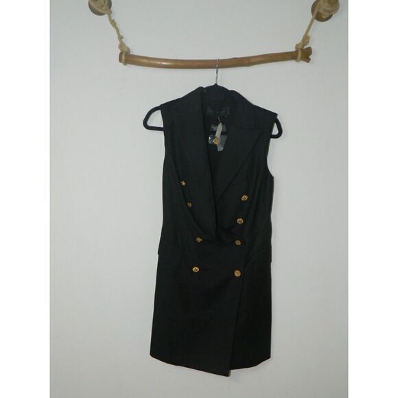 Blessed Are The Meek Blazer Dress Size 6 BLACK Double Breasted Sleeveless - Picture 8 of 16